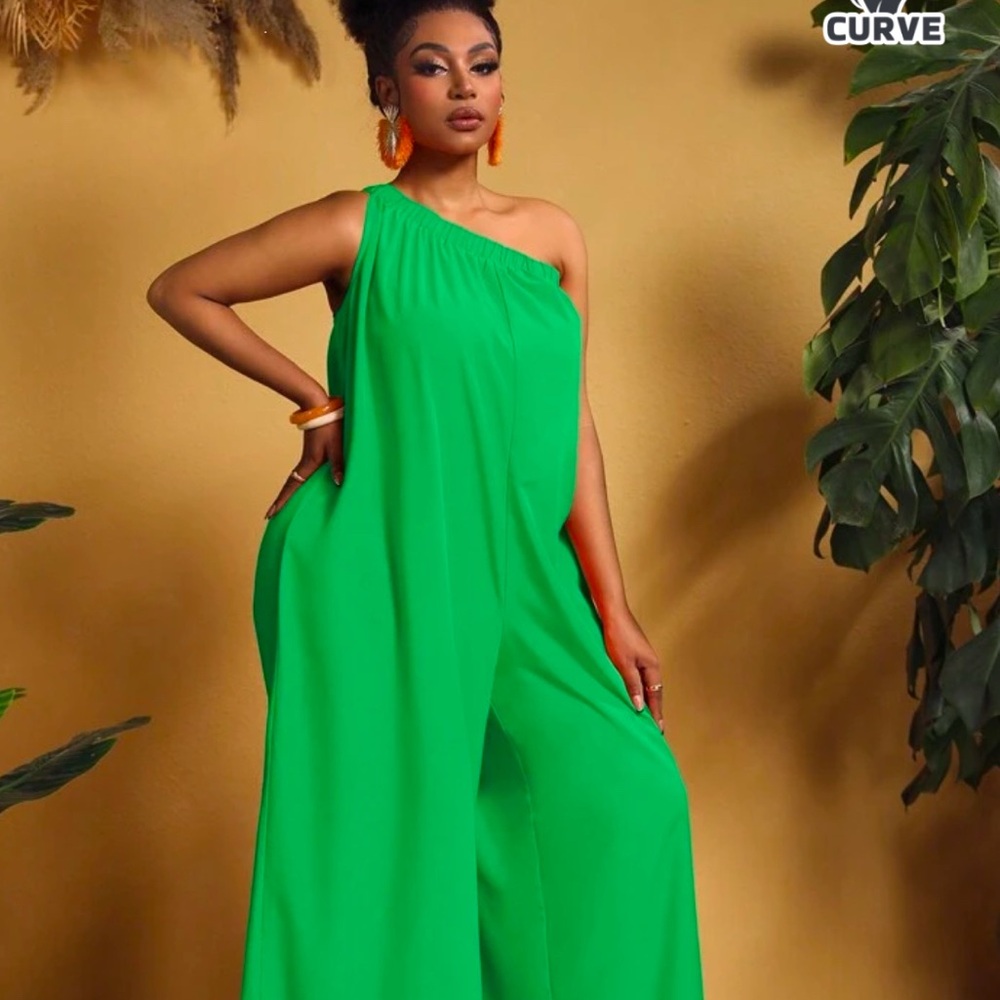 Green One-Shoulder Jumpsuit